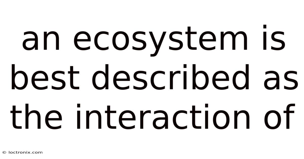 An Ecosystem Is Best Described As The Interaction Of