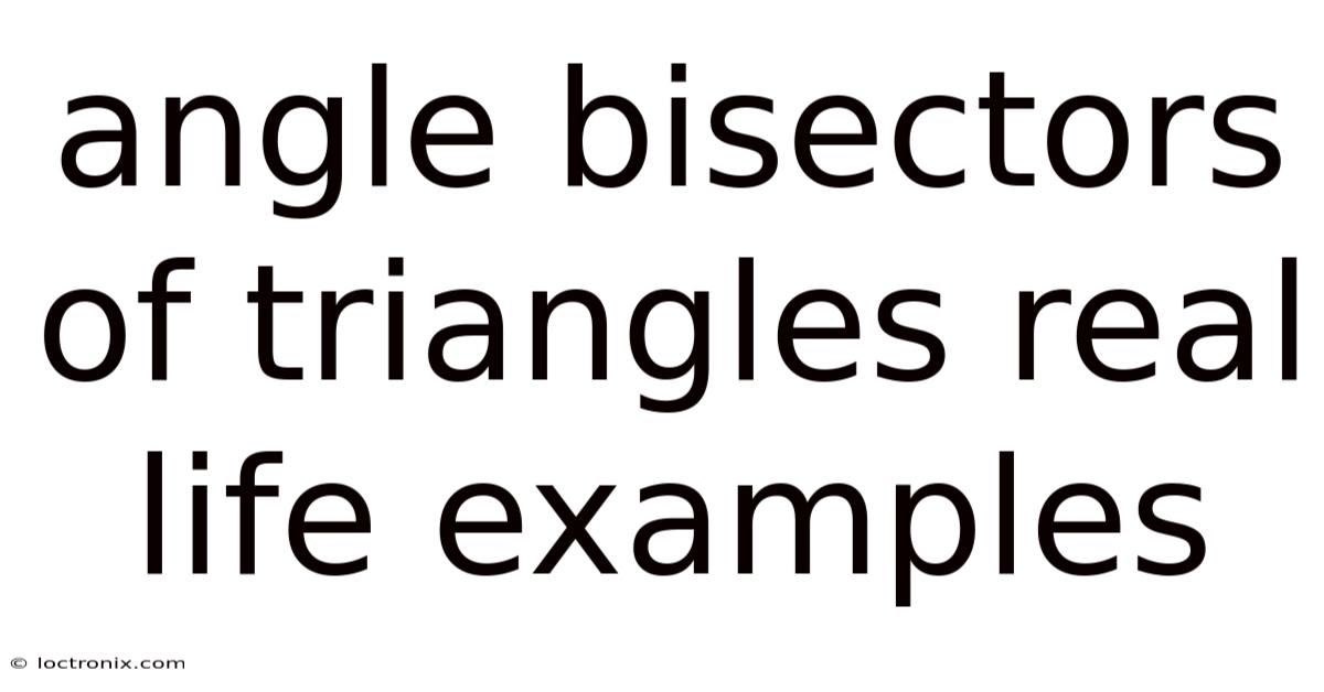 Angle Bisectors Of Triangles Real Life Examples
