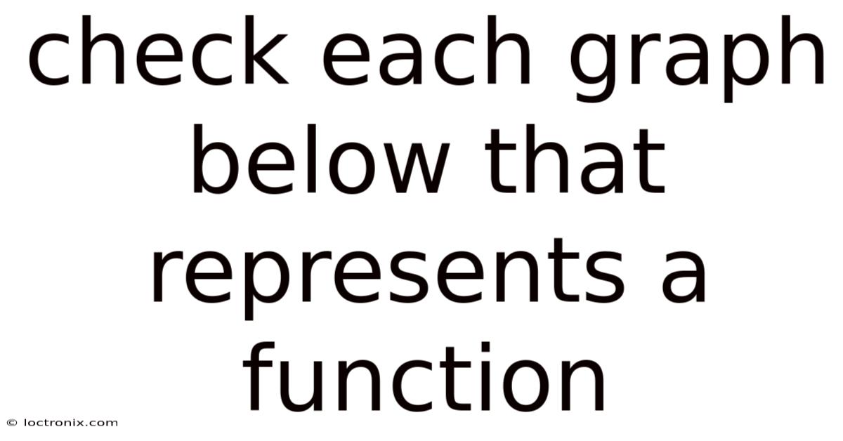 Check Each Graph Below That Represents A Function