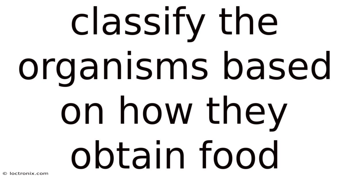 Classify The Organisms Based On How They Obtain Food