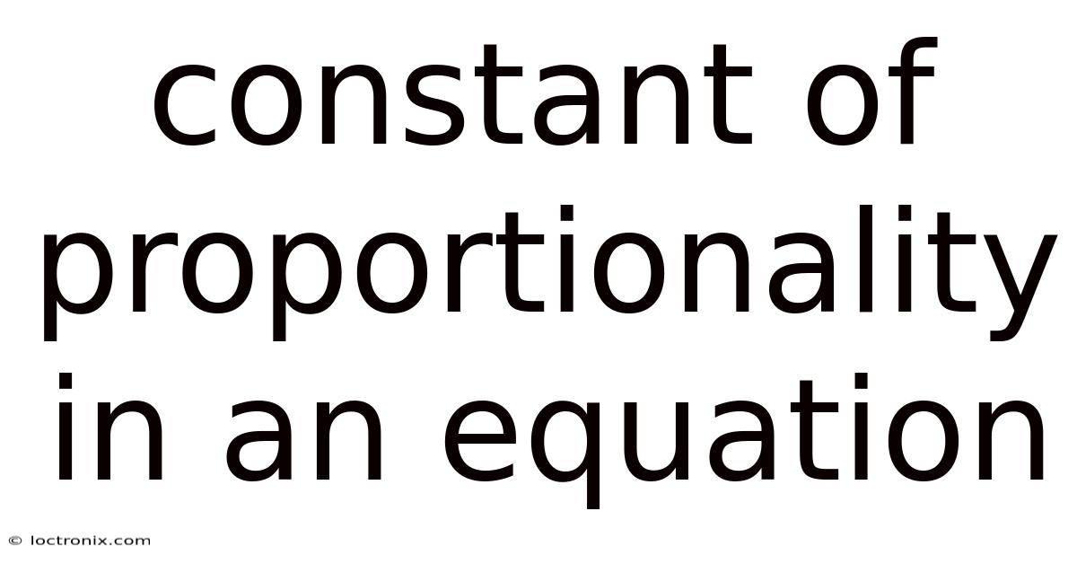 Constant Of Proportionality In An Equation