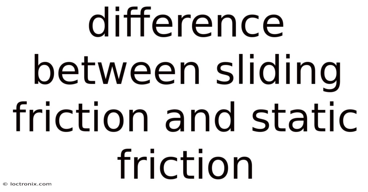 Difference Between Sliding Friction And Static Friction