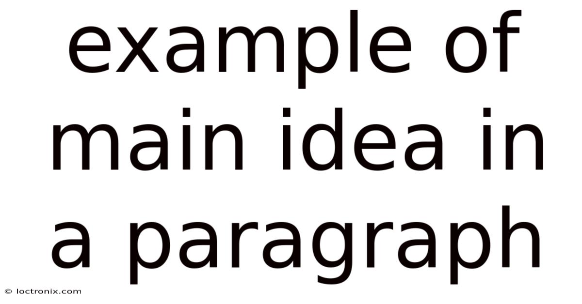 Example Of Main Idea In A Paragraph