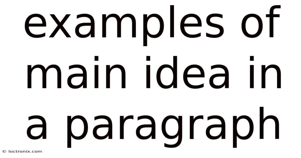 Examples Of Main Idea In A Paragraph