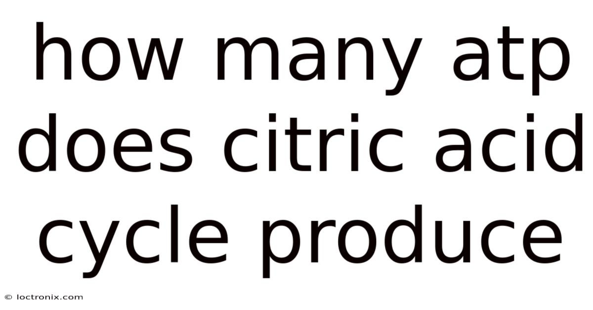 How Many Atp Does Citric Acid Cycle Produce