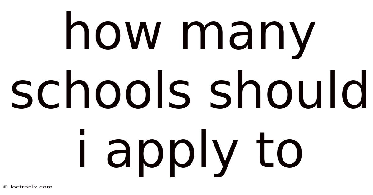How Many Schools Should I Apply To