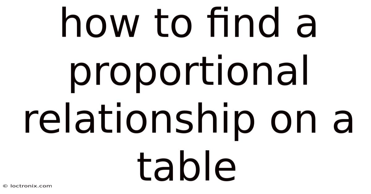 How To Find A Proportional Relationship On A Table