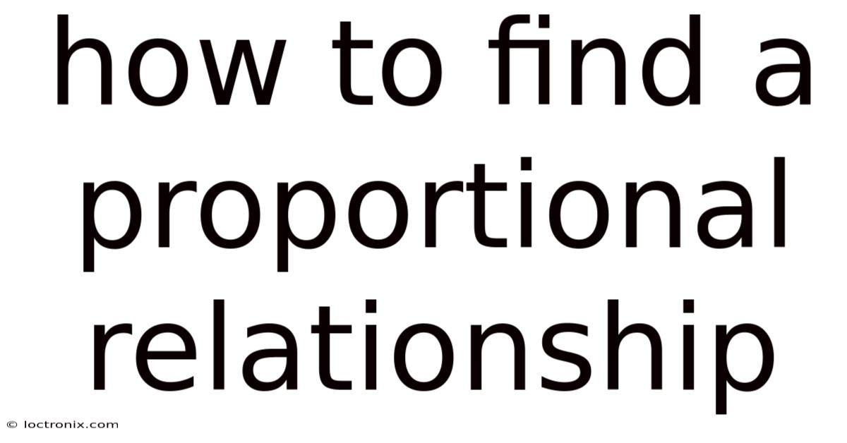 How To Find A Proportional Relationship