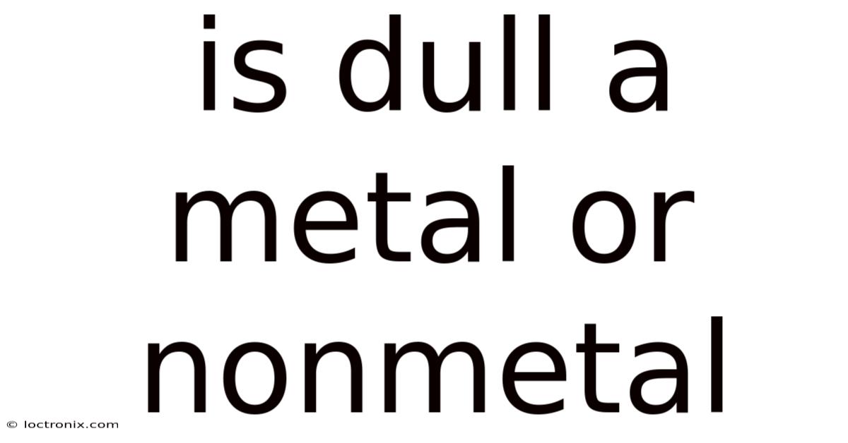 Is Dull A Metal Or Nonmetal
