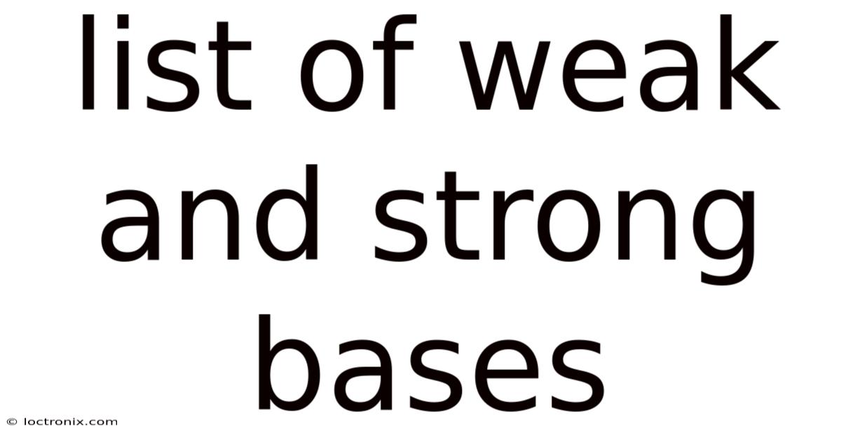 List Of Weak And Strong Bases