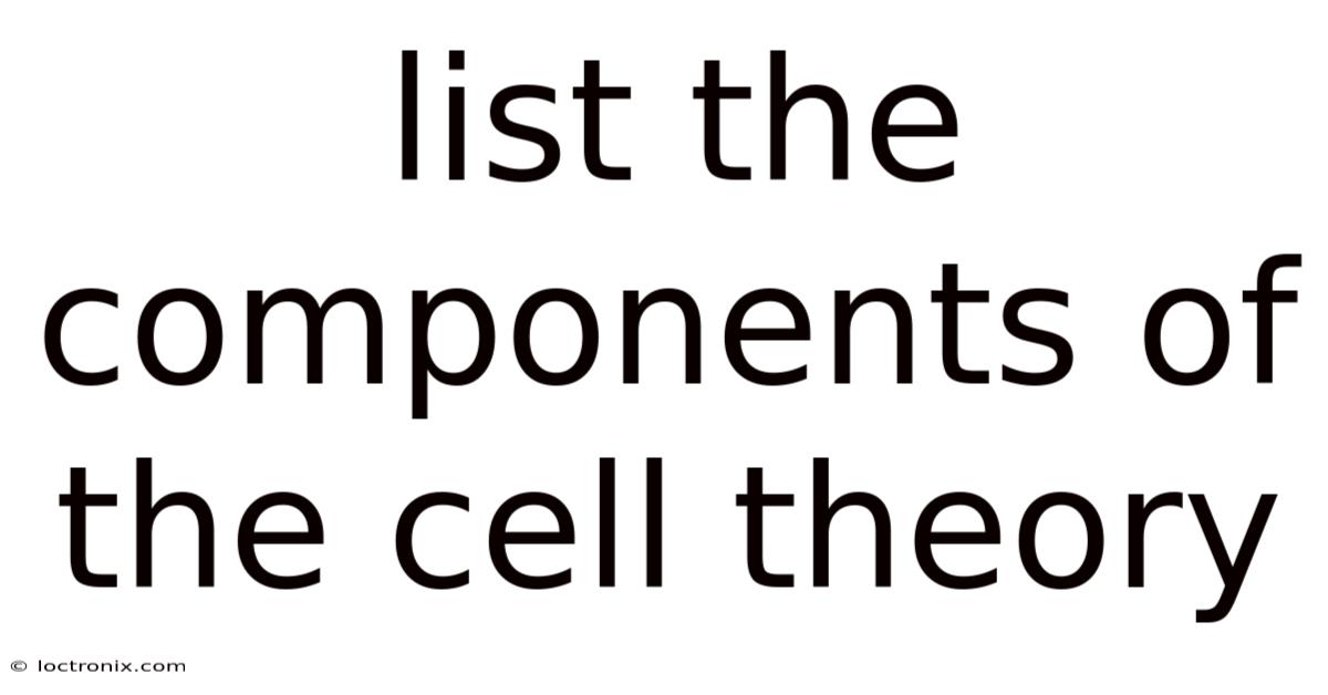 List The Components Of The Cell Theory