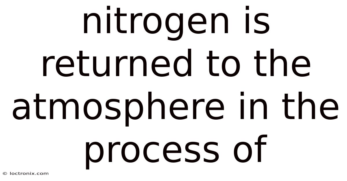 Nitrogen Is Returned To The Atmosphere In The Process Of