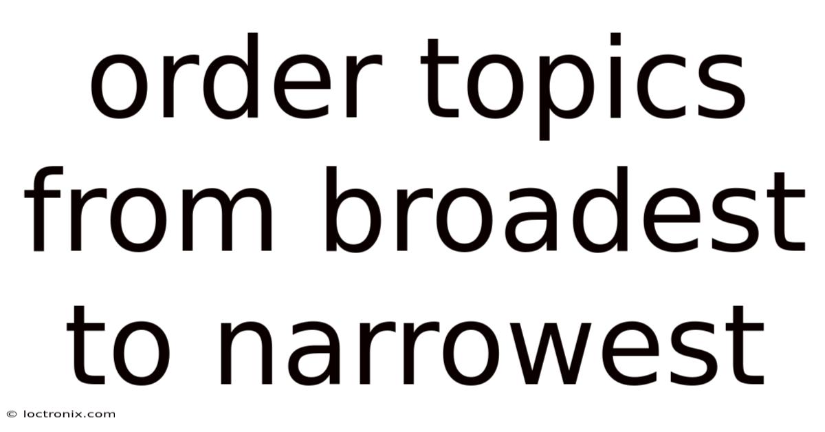 Order Topics From Broadest To Narrowest