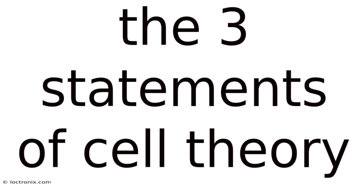 The 3 Statements Of Cell Theory