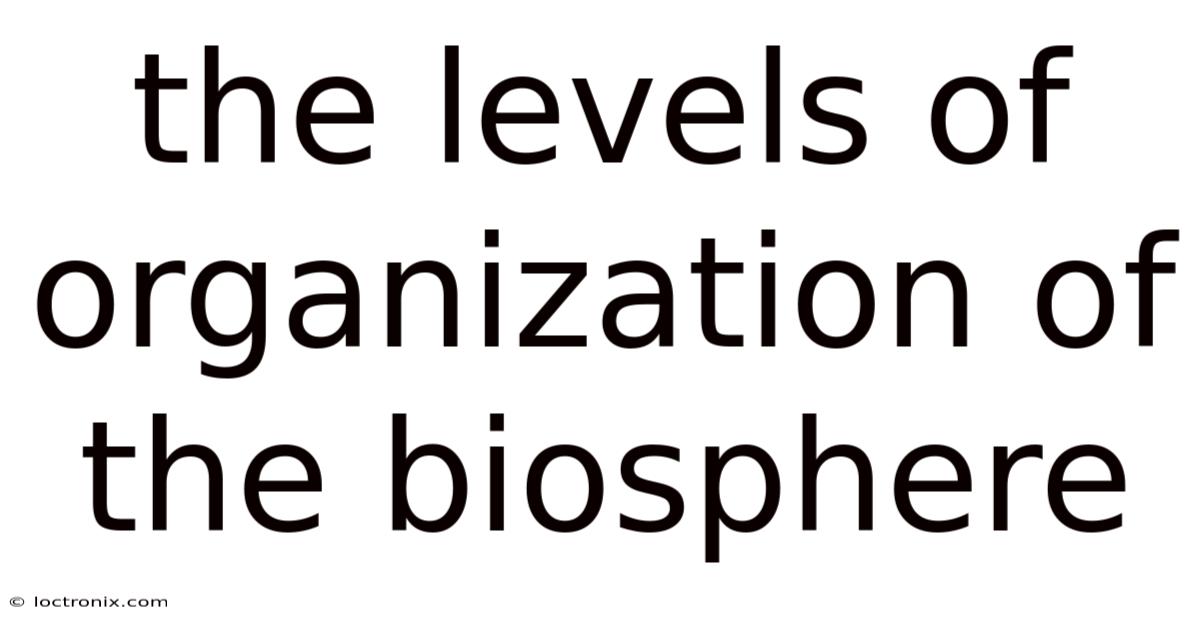 The Levels Of Organization Of The Biosphere