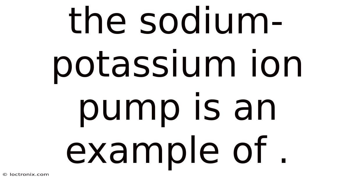 The Sodium-potassium Ion Pump Is An Example Of .