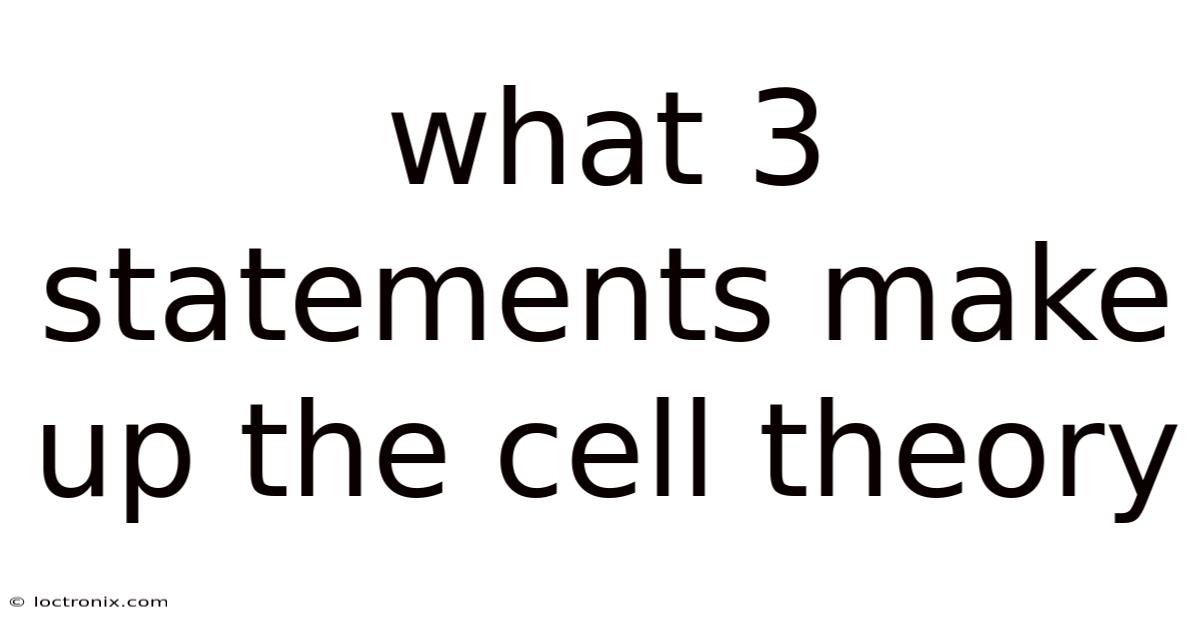 What 3 Statements Make Up The Cell Theory