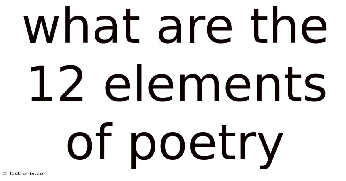 What Are The 12 Elements Of Poetry