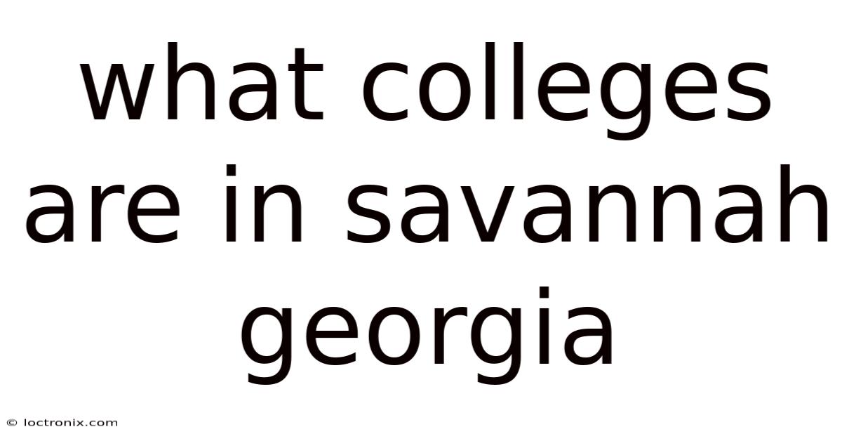 What Colleges Are In Savannah Georgia