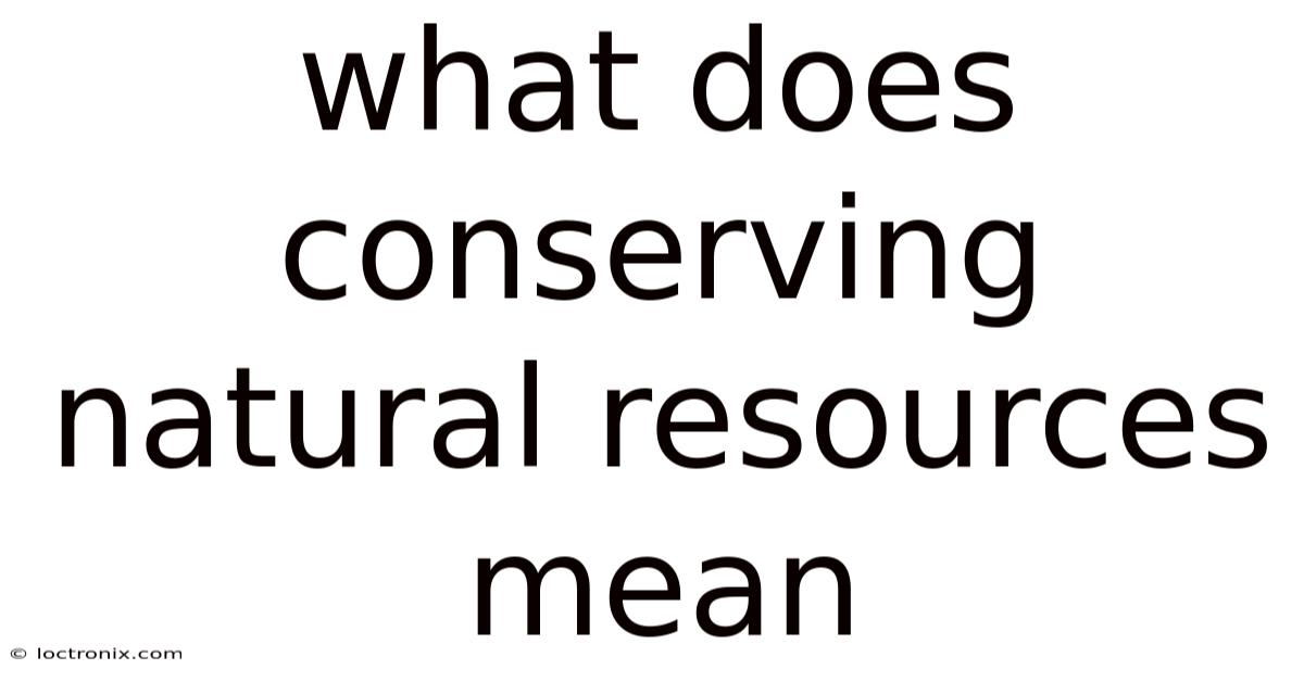 What Does Conserving Natural Resources Mean