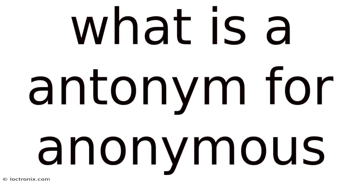 What Is A Antonym For Anonymous