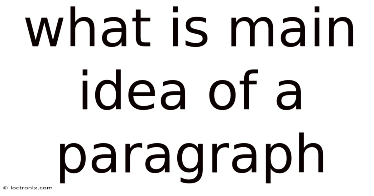 What Is Main Idea Of A Paragraph