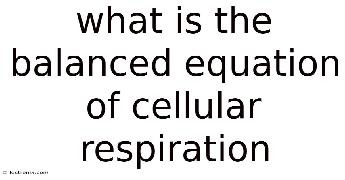What Is The Balanced Equation Of Cellular Respiration