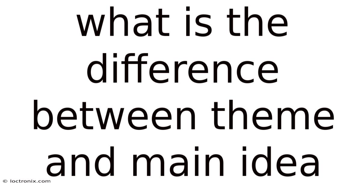 What Is The Difference Between Theme And Main Idea