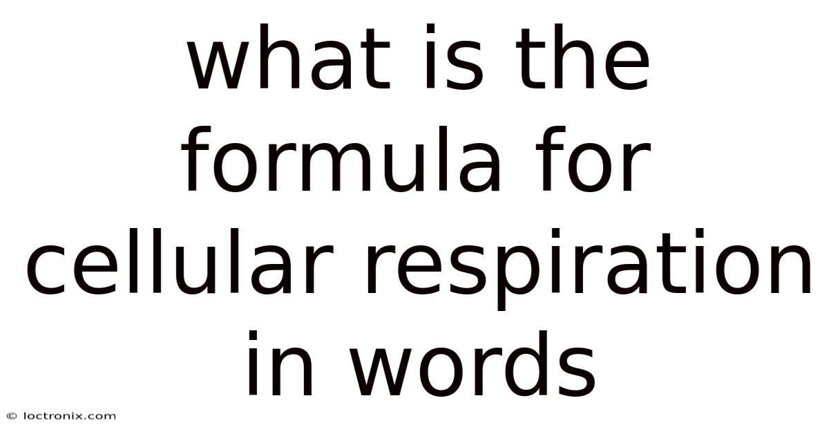 What Is The Formula For Cellular Respiration In Words