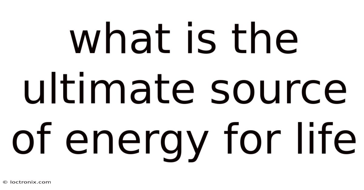 What Is The Ultimate Source Of Energy For Life