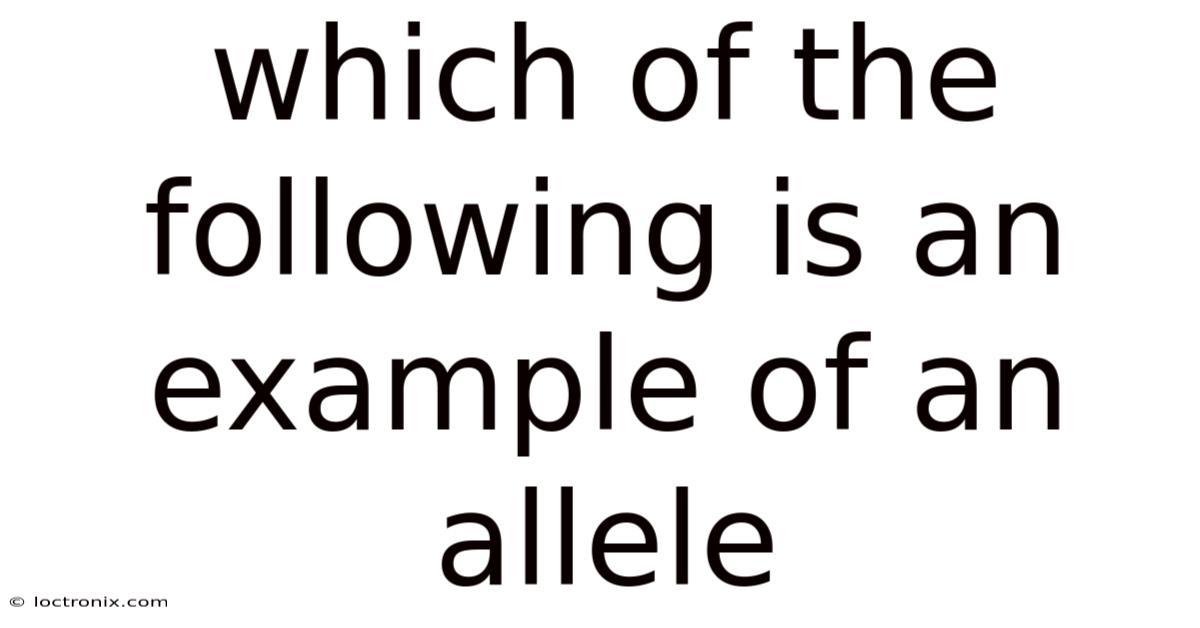 Which Of The Following Is An Example Of An Allele