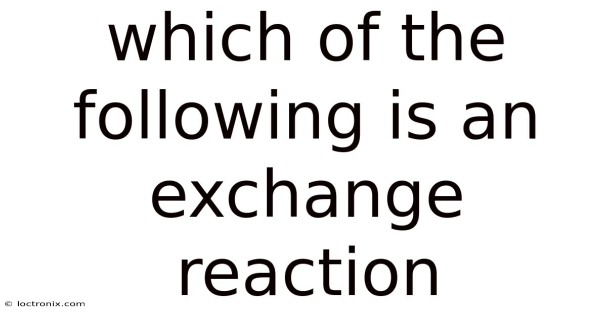 Which Of The Following Is An Exchange Reaction