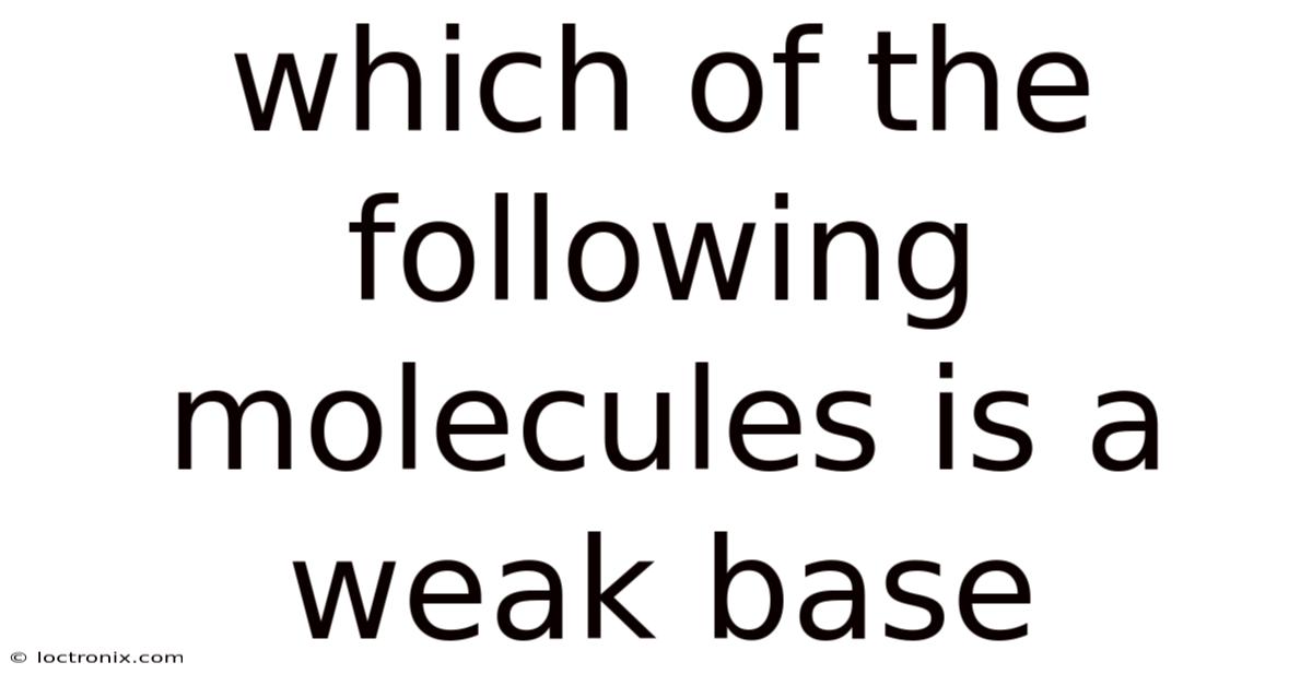 Which Of The Following Molecules Is A Weak Base